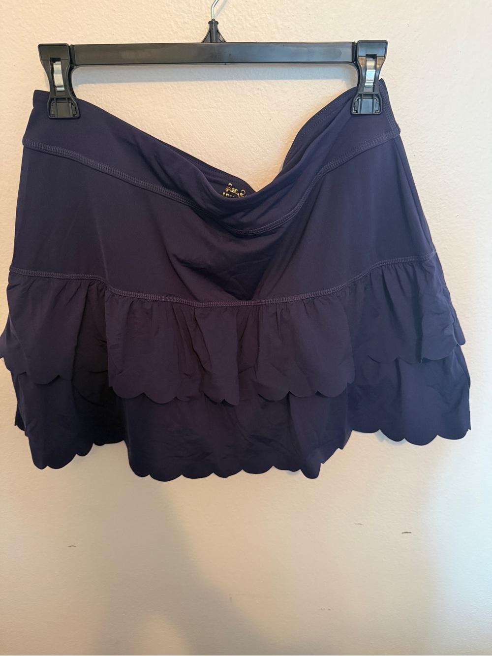 Lilly Pulitzer Navy Scalloped Tiered Mini Skirt